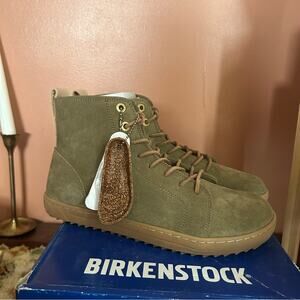 Birkenstock Bartlett Lace Up Sneakers High Top Khaki Green Leather NEW Size 36